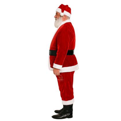 Imagem de Fantasia de Papai Noel Adulto Natal Roupa Feltro Luxo Veludo 5 Peças