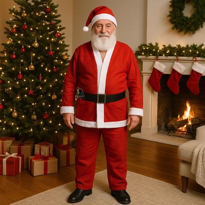 Imagem de Fantasia de Papai Noel Adulto Natal Roupa Feltro Luxo Veludo 5 Peças