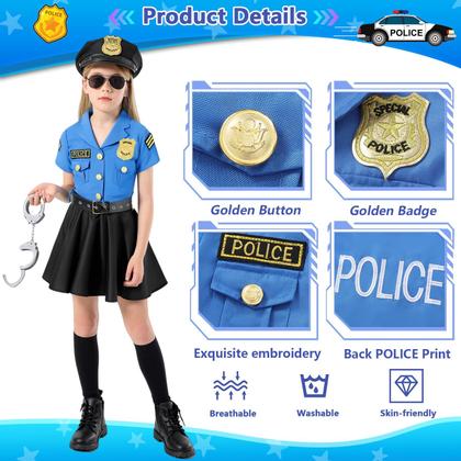 Imagem de Fantasia de policial: crianças, meninas, policial, policial, Halloween