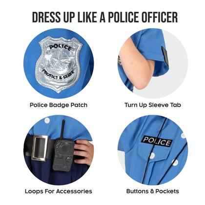 Imagem de Fantasia de policial infantil Morph para meninas  fantasia policial para meninas, policial feminina, fantasia de policial feminina, azul claro, 7 a 9 anos