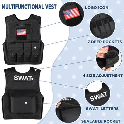Imagem de Fantasia de policial Luucio SWAT para crianças com acessórios