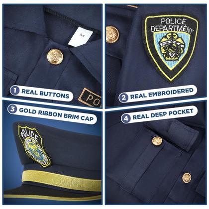 Imagem de Fantasia de policial Tepsmigo para crianças com acessórios de 3 a 10 anos