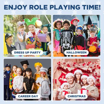 Imagem de Fantasia de policial Tepsmigo para crianças com acessórios de 3 a 10 anos