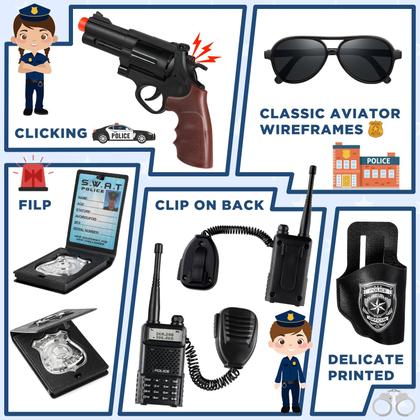 Imagem de Fantasia de policial Tepsmigo para crianças com acessórios de 3 a 10 anos
