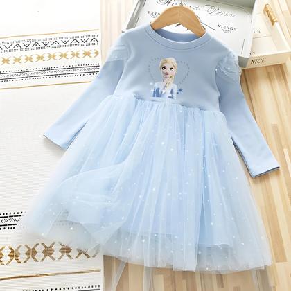Imagem de Fantasia De Princesa Elsa Frozen Para Meninas, Vestido Fluffy De Manga Longa Para Festa De