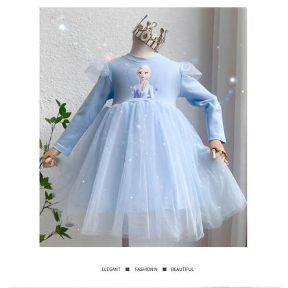 Imagem de Fantasia De Princesa Elsa Frozen Para Meninas, Vestido Fluffy De Manga Longa Para Festa De
