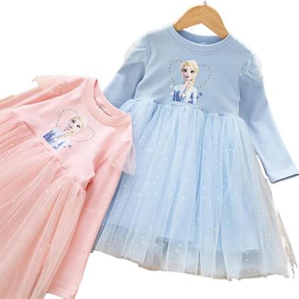 Imagem de Fantasia De Princesa Elsa Frozen Para Meninas, Vestido Fluffy De Manga Longa Para Festa De