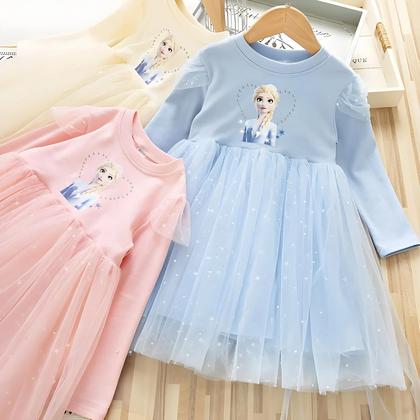 Imagem de Fantasia De Princesa Elsa Frozen Para Meninas, Vestido Fluffy De Manga Longa Para Festa De