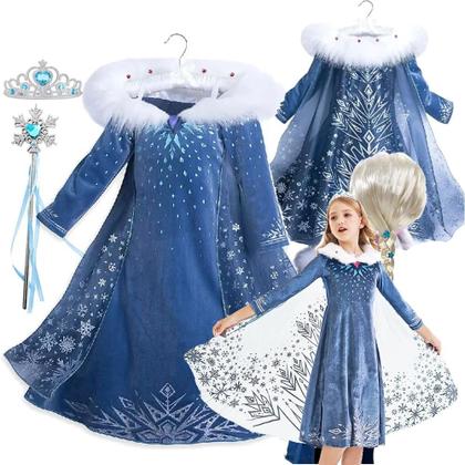 Imagem de Fantasia De Princesa Elsa Para Meninas, Vestido De Inverno Da Rainha Da Neve, Traje Infantil Para