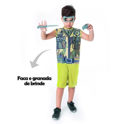 Imagem de Fantasia de Soldado do Exército Curto Infantil Com 2 Brinquedos