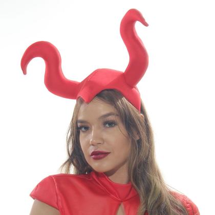 Imagem de Fantasia Diaba Vermelha Macacão Adulto com Tiara de Chifres - Halloween