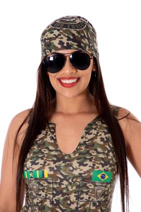 Imagem de Fantasia Exercito Feminina Adulto Macacão Curto Militar