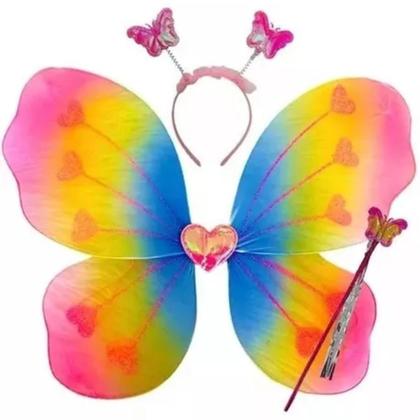 Imagem de Fantasia Fada Menina Infantil Carnaval Festas com Asas  Saia de Tule Tiara Varinha