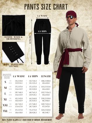 Imagem de Fantasia FancyFun Halloween Pirate para homens com camisa medieval