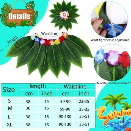 Imagem de Fantasia feminina havaiana Hercicy, 6 peças, saia hula, blusa curta