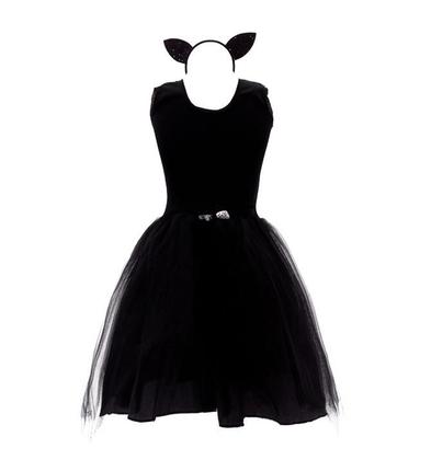 Imagem de Fantasia Gatinha Infantil de Luxo Vestido Orelhinha e Rabinho