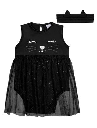 Imagem de Fantasia Gatinho Bebê Menina Vestido E Faixa Preto Cinti