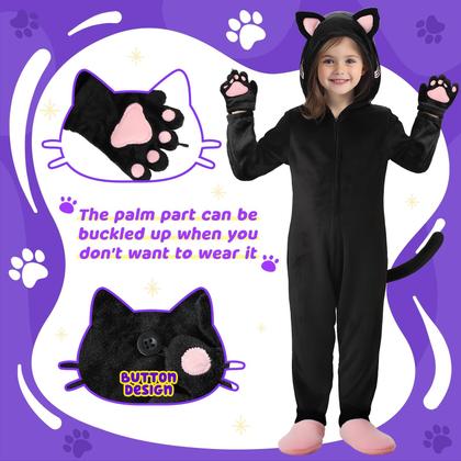 Imagem de Fantasia GIFTINBOX Cat Noir para meninas de 5 a 10 anos preto-M