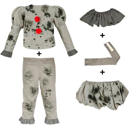 Imagem de Fantasia Halloween de Terror Infantil Roupa de Palhaço Assassino de Luxo pra Meninos