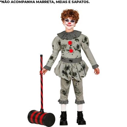 Imagem de Fantasia Halloween de Terror Infantil Roupa de Palhaço Assassino de Luxo pra Meninos