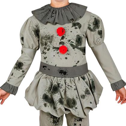 Imagem de Fantasia Halloween de Terror Infantil Roupa de Palhaço Assassino de Luxo pra Meninos
