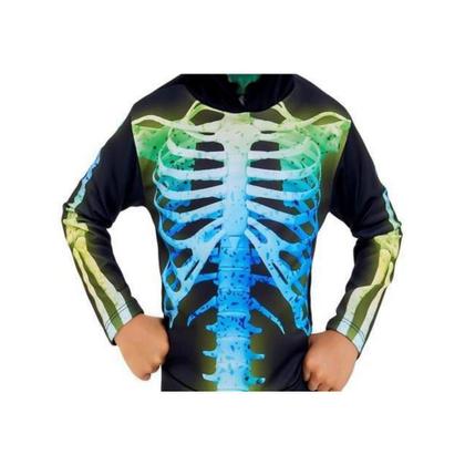 Imagem de Fantasia Halloween Esqueleto Neon Infantil Longo com Capuz Roupa de Caveira Colorida Anjo 334