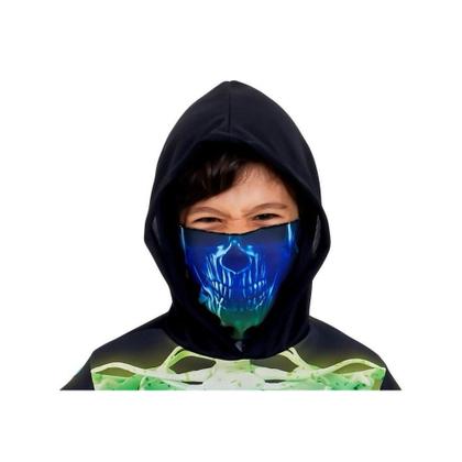 Imagem de Fantasia Halloween Esqueleto Neon Infantil Longo com Capuz Roupa de Caveira Colorida Anjo 334