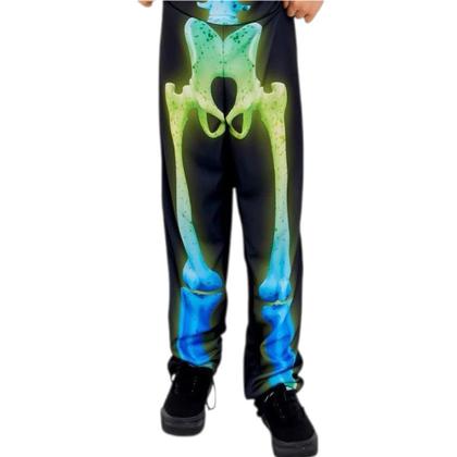 Imagem de Fantasia Halloween Esqueleto Neon Infantil Longo com Capuz Roupa de Caveira Colorida Anjo 334