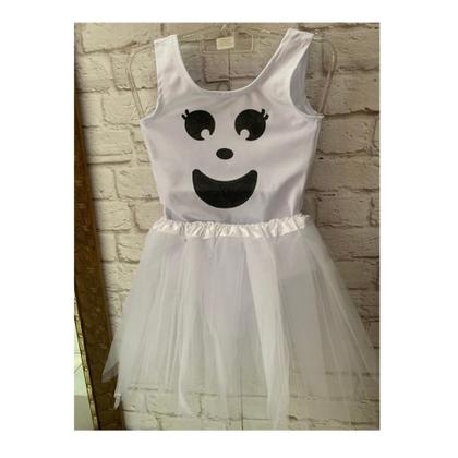 Imagem de Fantasia Halloween Fantasminha infantil feminina body e saia de tule festa a fantasia