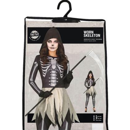 Imagem de Fantasia Halloween Feminina Adulta Ceifadora Esqueleto Medieval Gótica com Capuz