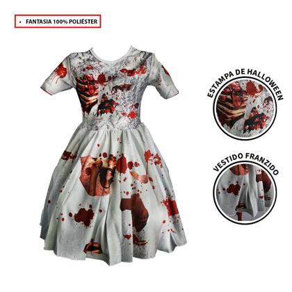 Imagem de Fantasia Halloween Infantil Vestido Noiva Zumbi pra Menina
