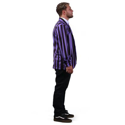 Imagem de Fantasia Halloween Masculina Uniforme Wandinha Roxo de Luxo