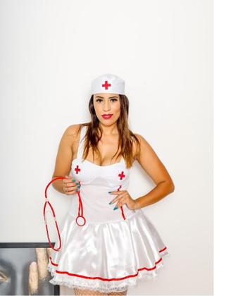 Imagem de Fantasia Halloween Vestido Enfermeira Branca Adulto Feminina Carnaval