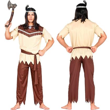 Imagem de Fantasia Indio Masculino Americano para Adultos de Luxo Completa