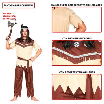Imagem de Fantasia Indio Masculino Americano para Adultos de Luxo Completa