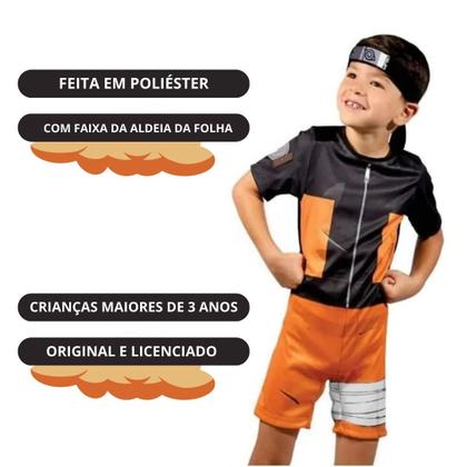 Imagem de Fantasia Infantil Anime Mangá Naruto Shippuden Com Faixa Original Menino Criança Festa Carnaval