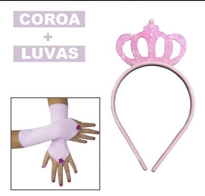 Imagem de Fantasia Infantil Bela Cinderela Aurora Sofia Luvas E Coroa