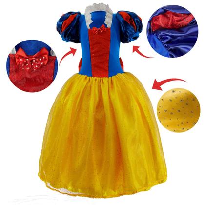 Imagem de Fantasia Infantil Branca de Neve Princesa de Luxo Com Tiara