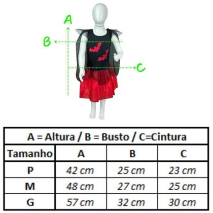 Imagem de Fantasia Infantil Criança Vestido Morceguinha Bruxinha Meninas Festa Brink Model M