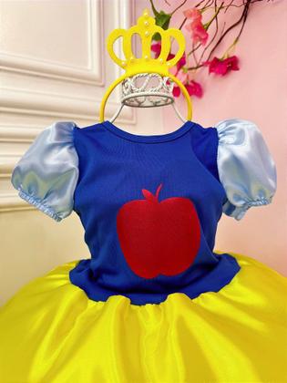 Imagem de Fantasia Infantil da Branca de Neve com Tiara Luxo - Tamanho P ao G