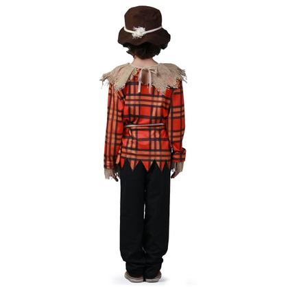Imagem de fantasia Infantil Espantalho Feminina com Chapéu e Vestido Xadrez