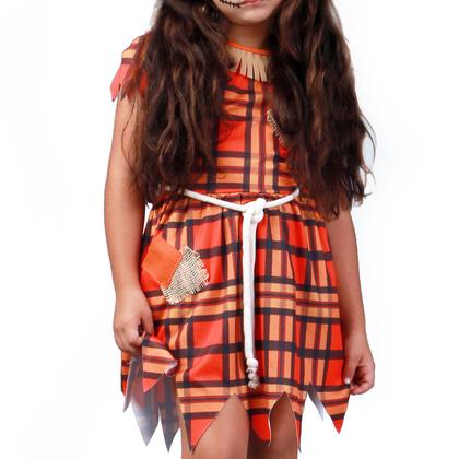 Imagem de fantasia Infantil Espantalho Feminina com Chapéu e Vestido Xadrez