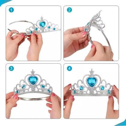 Imagem de Fantasia Infantil Frozen Vestido Elsa + Kit De Acessórios