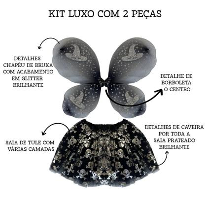 Imagem de Fantasia Infantil Halloween Bruxinha Menina Kit 2 Peças Top