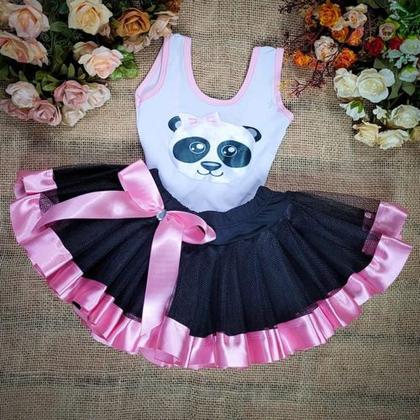 Imagem de Fantasia Infantil Halloween Carnaval Panda Com Saia De Tulê