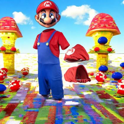 Imagem de Fantasia Infantil Mário Com Gorro Máscara 3D