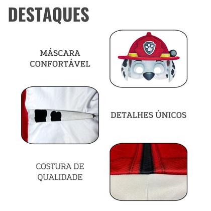 Imagem de Fantasia Infantil Marshall Patrulha Canina Curta com Máscara