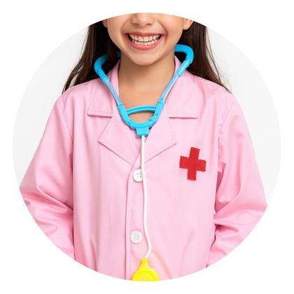 Imagem de Fantasia Infantil Médica Enfermagem Rosa Meninas Festa