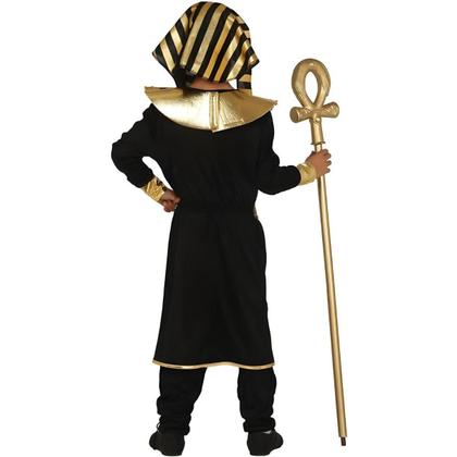 Imagem de Fantasia Infantil Menino Halloween e Carnaval Roupa Faraó Preta Super Luxuosa Com Nemés Exclusivo