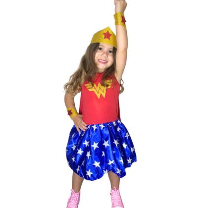 Imagem de Fantasia Infantil Mulher Maravilha Com Acessórios Festas